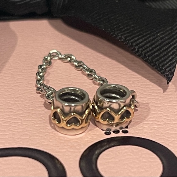 Pandora Two Tone Heart Safety Chain - Picture 2 of 8